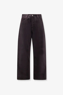 Carhartt Wip men’s Everson Bradford black cotton high-rise wide-leg denim pants with minimalist design front view