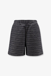 Carhartt Wip men’s Gellar relaxed fit black athletic shorts with gray stripes and elastic waistband