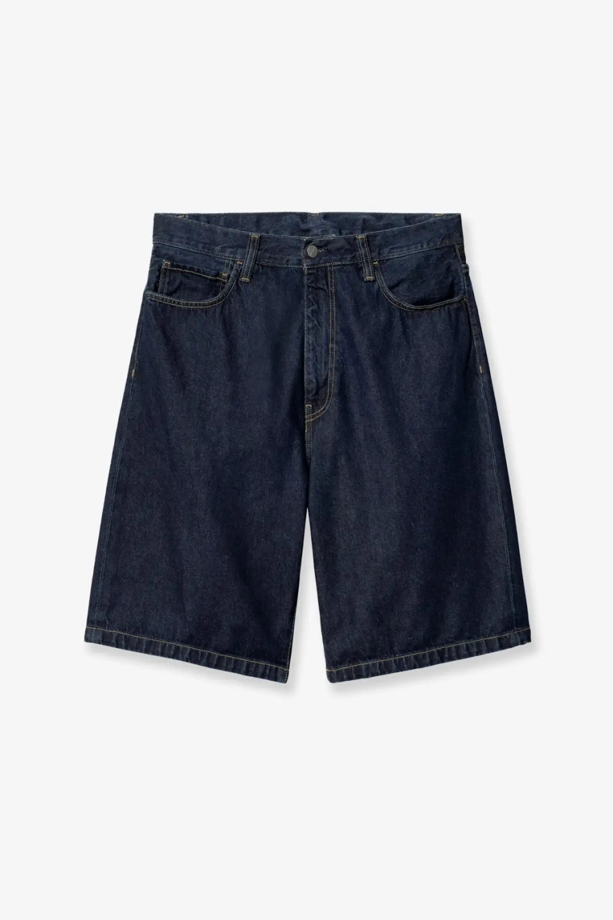 Carhartt wip men’s landon denim bermuda shorts in dark indigo with classic five-pocket design and straight-leg cut