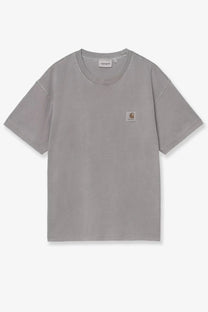 Gray Carhartt WIP men’s Nelson cotton shirt with small square logo patch on left chest ideal for casual wear
