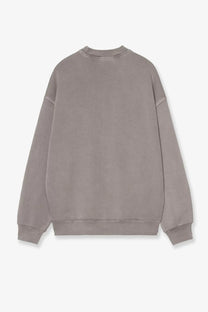 Carhartt Wip men’s Nelson cotton sweatshirt in muted gray with oversized fit and ribbed cuffs and hem