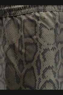 Carhartt wip men’s olive green and black snake print nylon swim boxer shorts shown from the back side