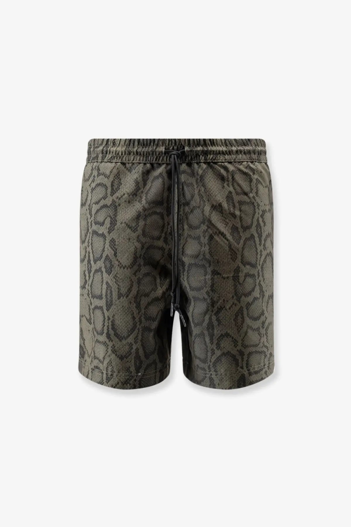 Carhartt wip men’s nylon swim boxer shorts in olive green with detailed snake skin pattern and elastic drawstring waistband