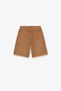 Carhartt wip men’s brown organic cotton shorts with classic durable design and sturdy stitching shown from the back