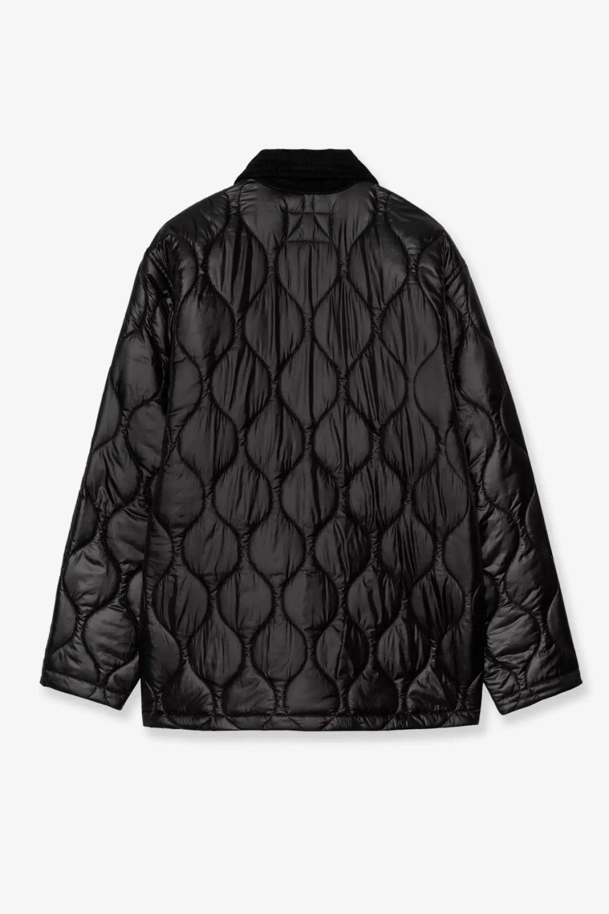 Carhartt Wip men’s Oscar chore liner black quilted nylon jacket with diamond stitching and velvet collar
