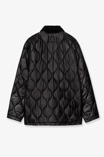 Carhartt Wip men’s Oscar chore liner black quilted nylon jacket with diamond stitching and velvet collar