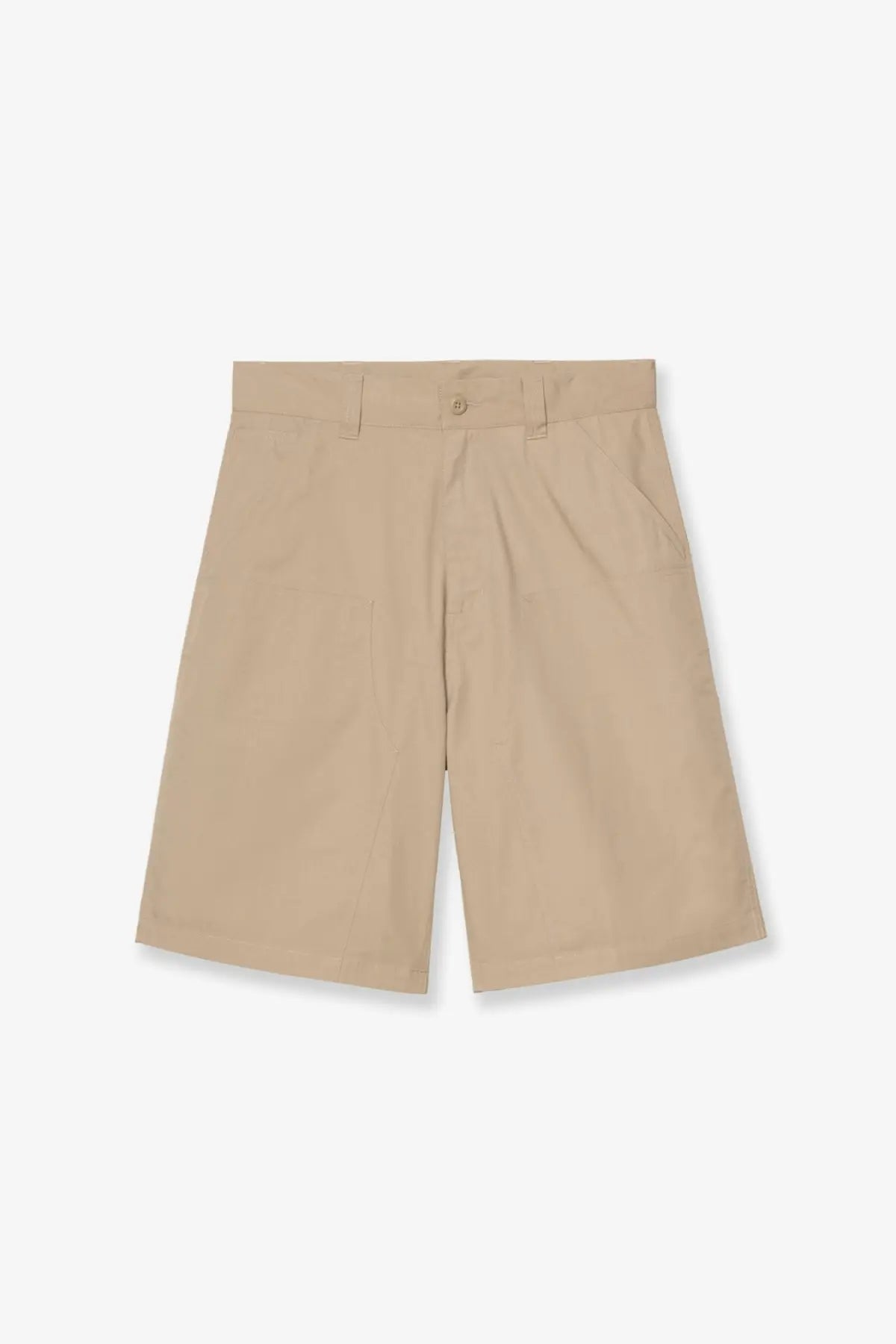 Beige chino shorts with button closure and pleated front from carhartt wip men’s postal dk cotton blend bermuda shorts iroko
