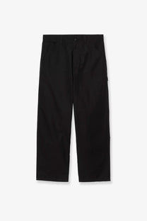 Carhartt Wip men’s postal single knee black cotton blend trousers with straight-leg and subtle waistband pleats