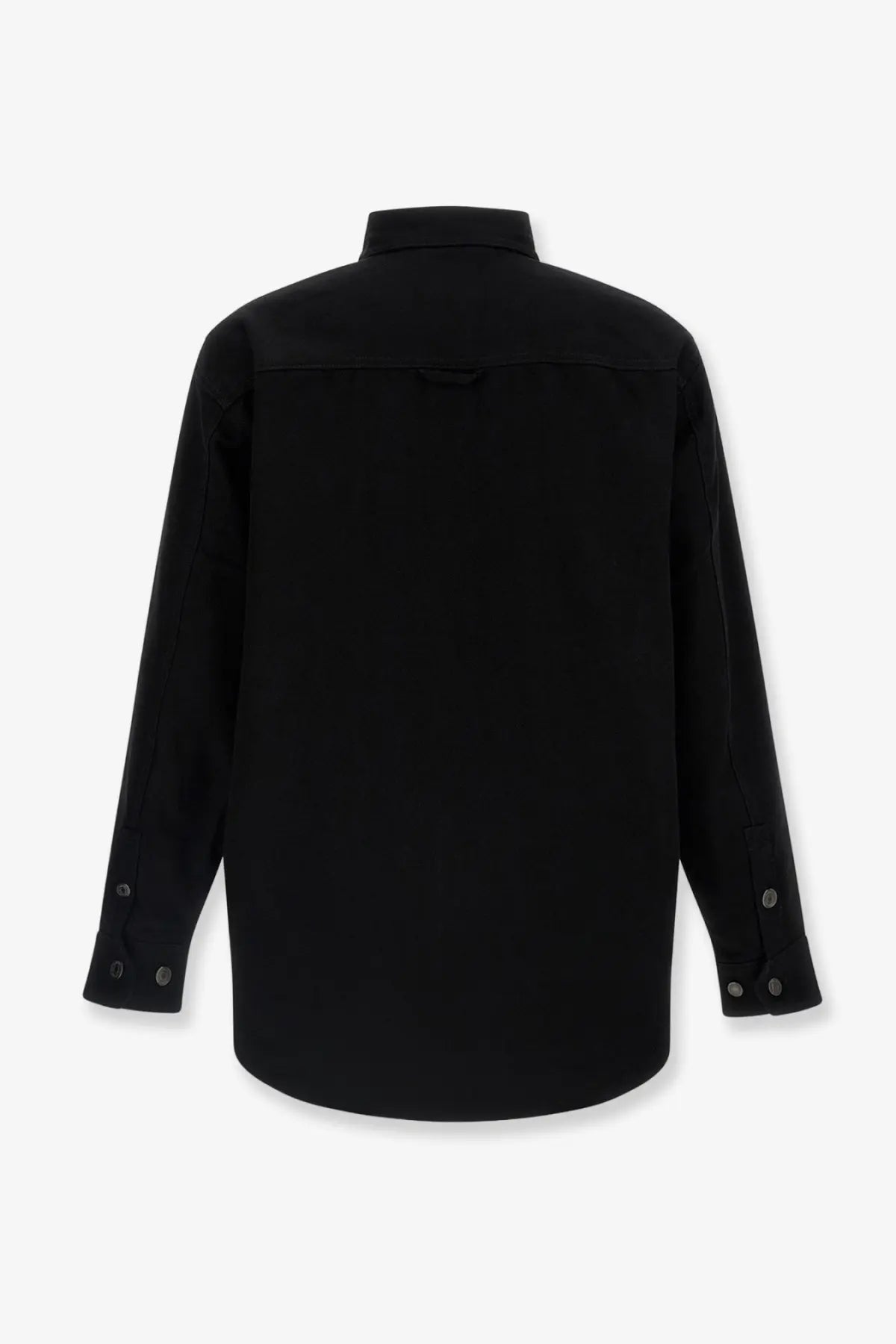 Black carhartt wip men’s selby shirt cotton jacket with long sleeves classic collar and subtle stitching details