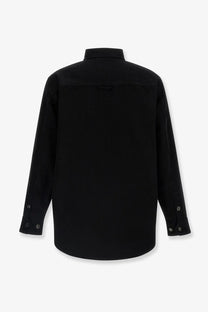 Black carhartt wip men’s selby shirt cotton jacket with long sleeves classic collar and subtle stitching details