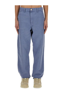 Carhartt wip men’s blue denim single knee pants with relaxed fit and classic five-pocket design