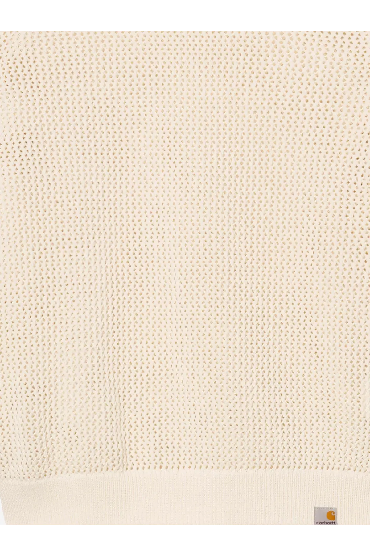 Cream-colored Carhartt Wip men’s Stockton cotton sweatshirt with mesh knit breathable fabric and ribbed hem