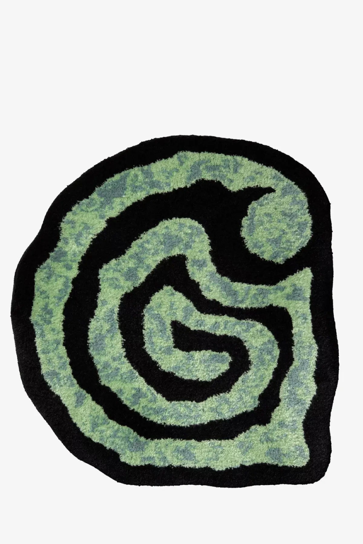 A plush circular bath mat with a swirling green and black abstract maze pattern from carhartt wip unisex helix rug carpet black