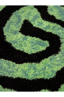 Carhartt Wip unisex helix rug carpet black with plush shaggy material and bold lime green and black swirling pattern