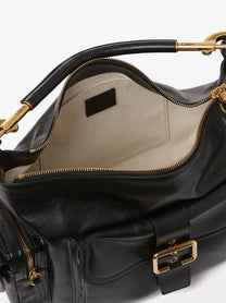 Chloé Women's Carry Shiny Buffalo Leather Shoulder Bag Black