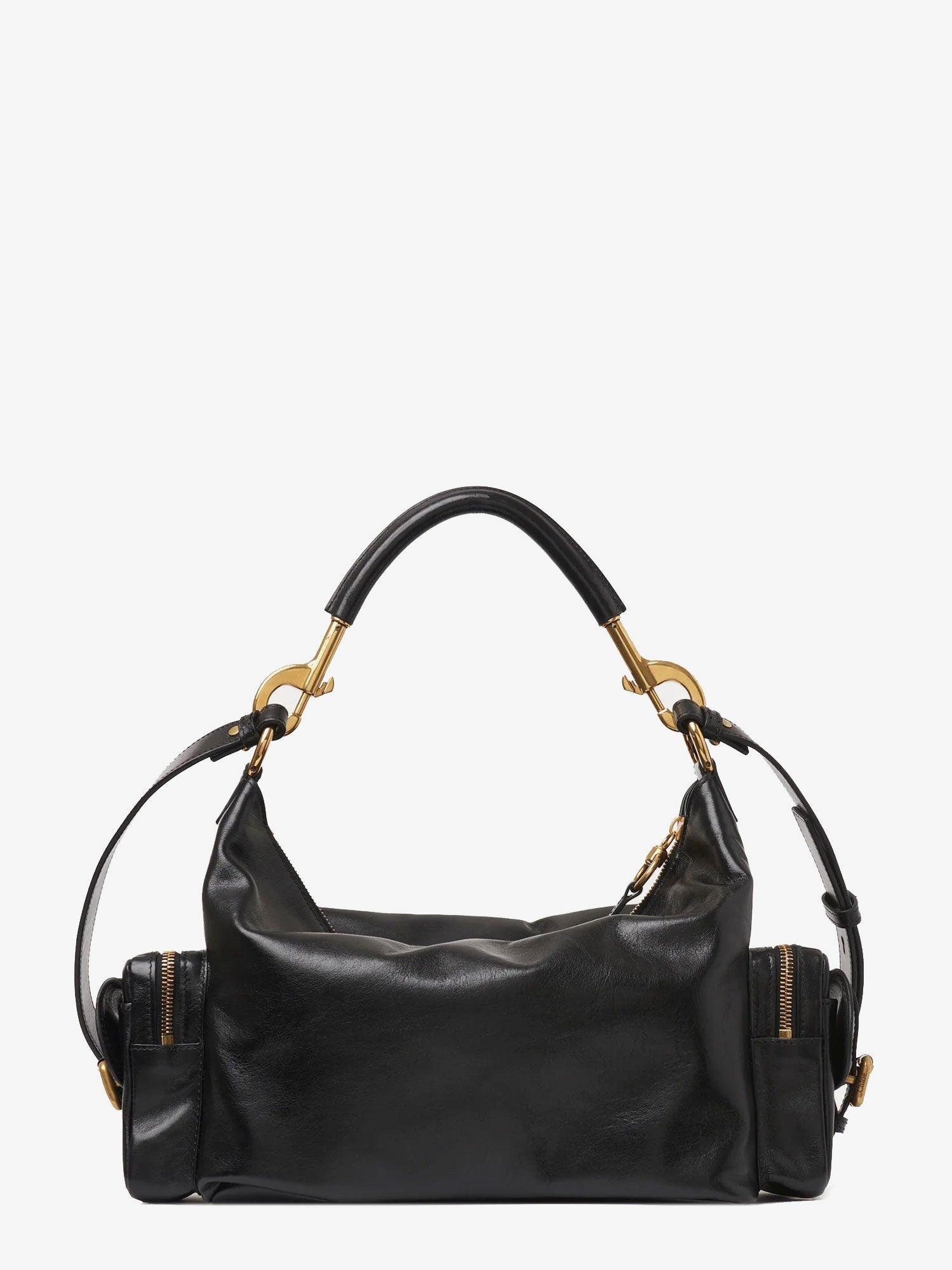 Chloé Women's Carry Shiny Buffalo Leather Shoulder Bag Black