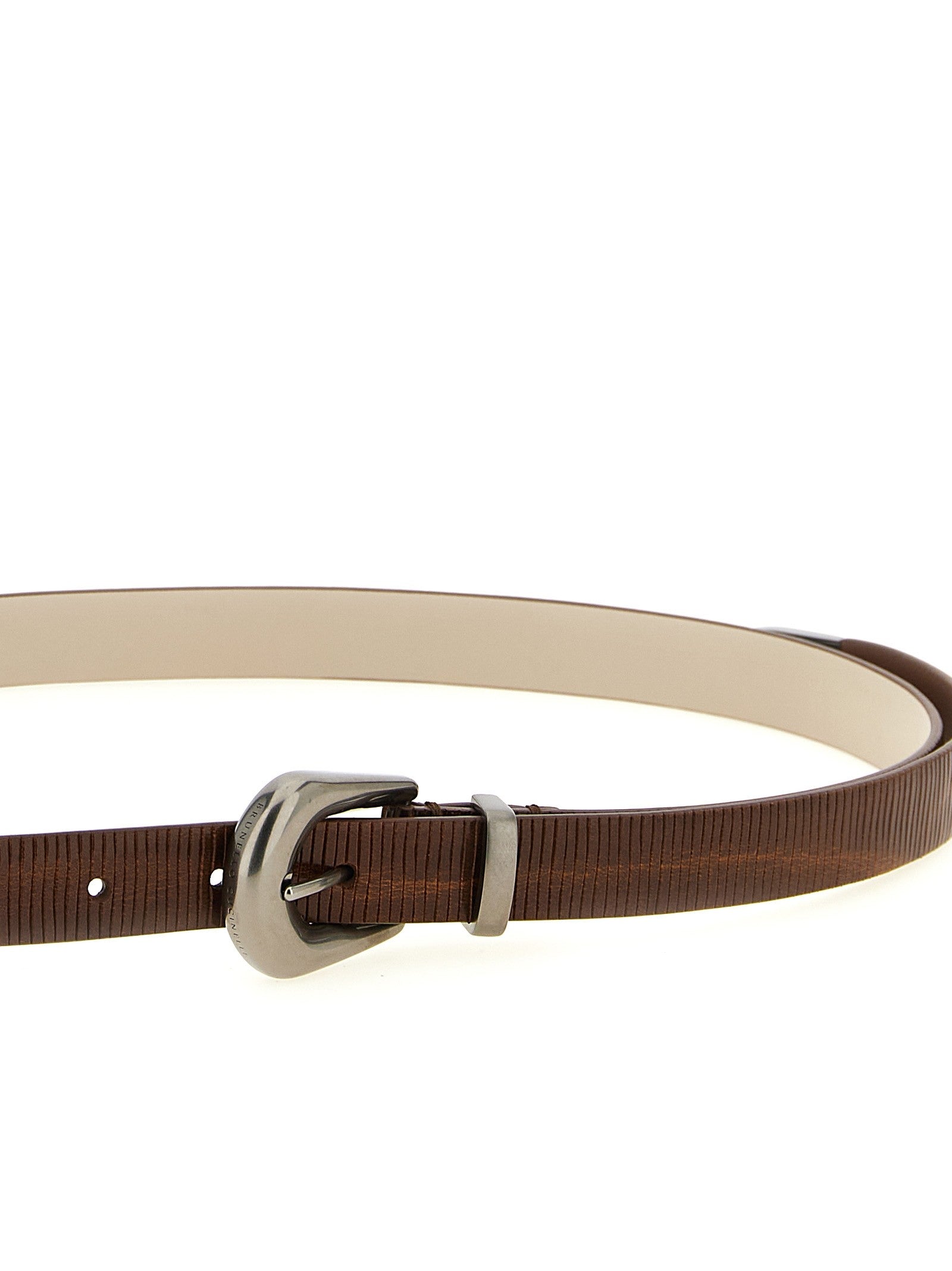 Brunello Cucinelli Carved Leather Belt Brown