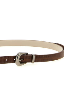 Brunello Cucinelli Carved Leather Belt Brown