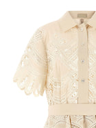 Elie Saab Carving Embroidery Dress White, view 3