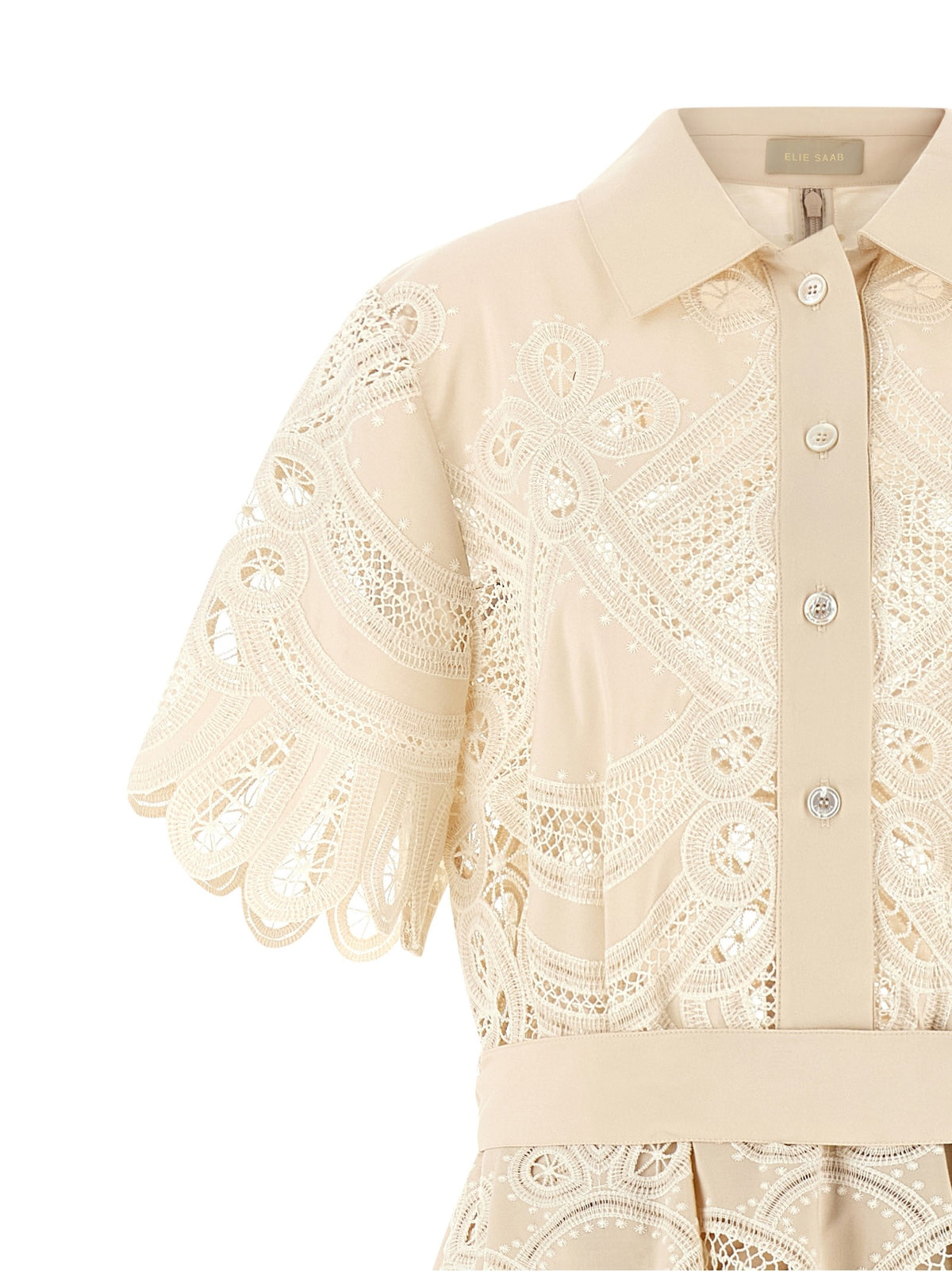 Elie Saab Carving Embroidery Dress White, view 3