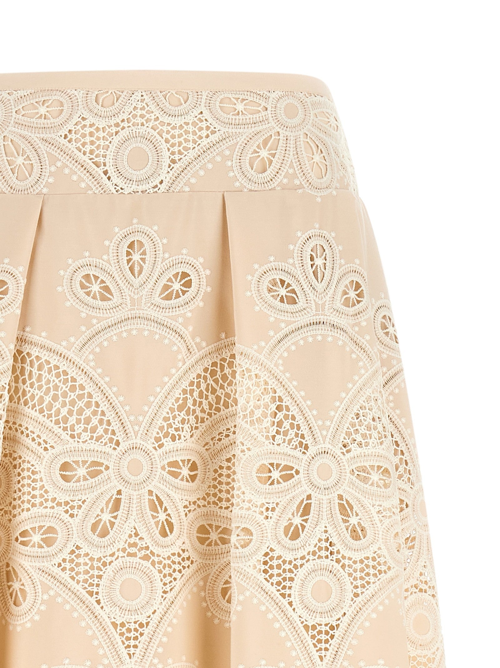 Elie Saab Carving Embroidery Skirt White