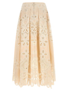 Elie Saab Carving Embroidery Skirt White, view 2
