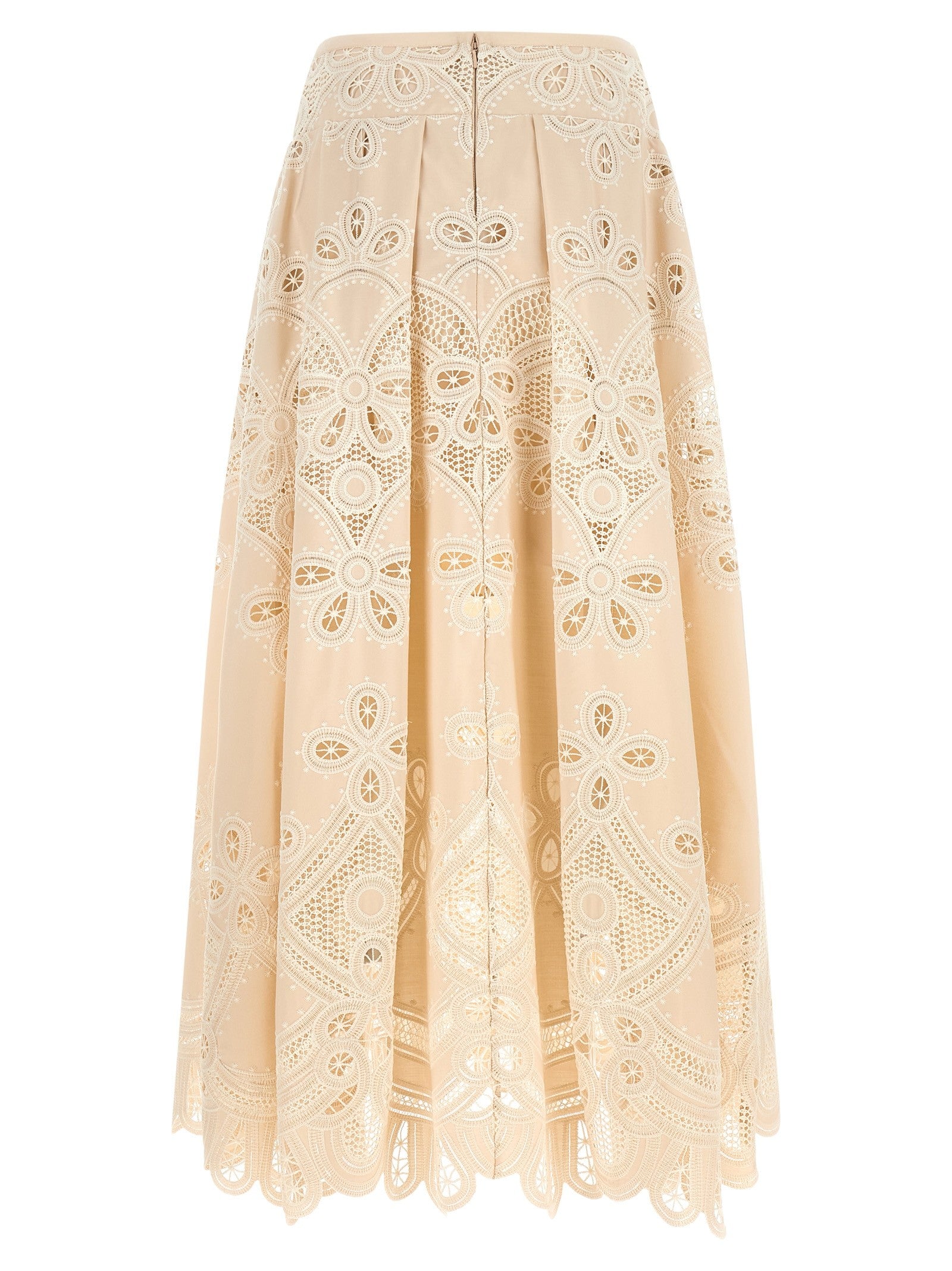 Elie Saab Carving Embroidery Skirt White