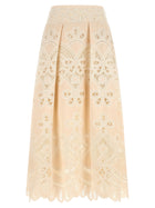 Elie Saab Carving Embroidery Skirt White