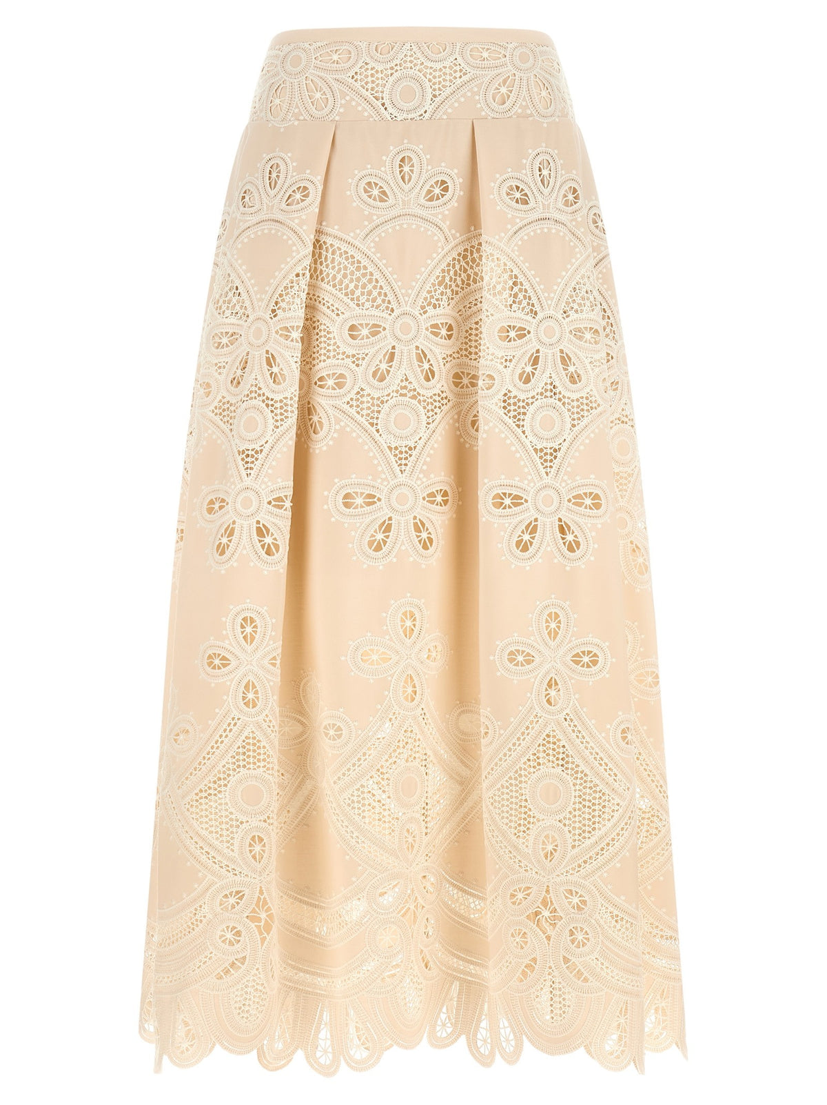 Elie Saab Carving Embroidery Skirt White