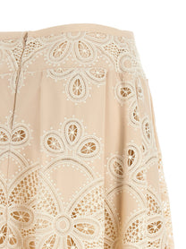 Elie Saab Carving Embroidery Skirt White