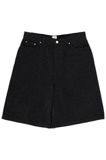 Casablanca men’s laser monogram black shorts with subtle textured pattern and silver toned hardware