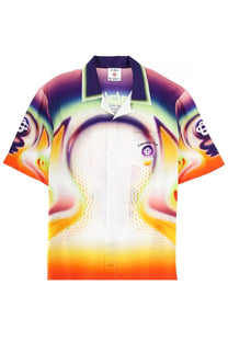 Casablanca men’s printed shirt multicolor with a vibrant short-sleeved button-up psychedelic gradient print