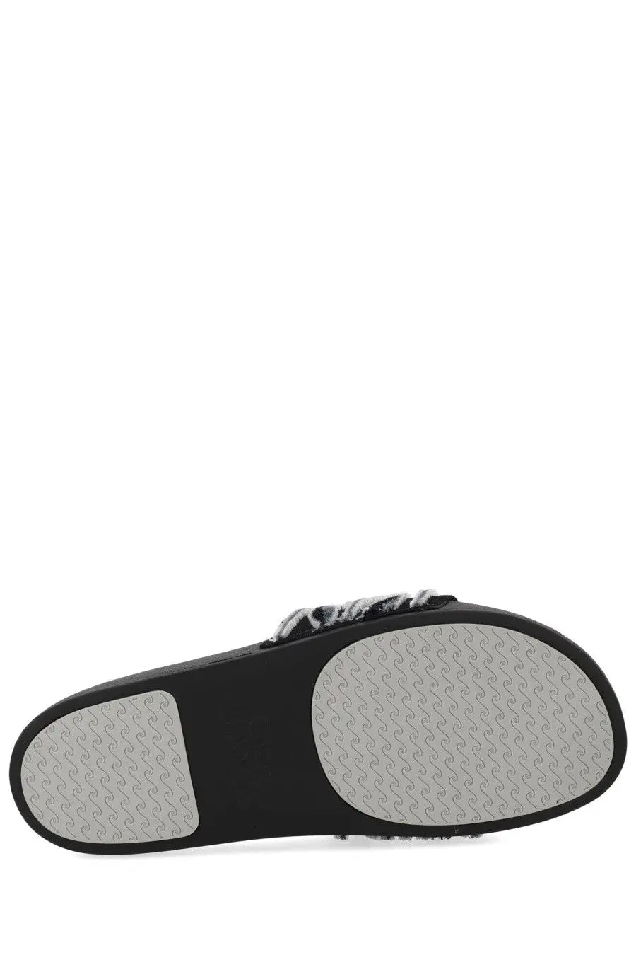 Casablanca unisex slide black with zebra-print faux fur strap and textured rubber sole for casual wear