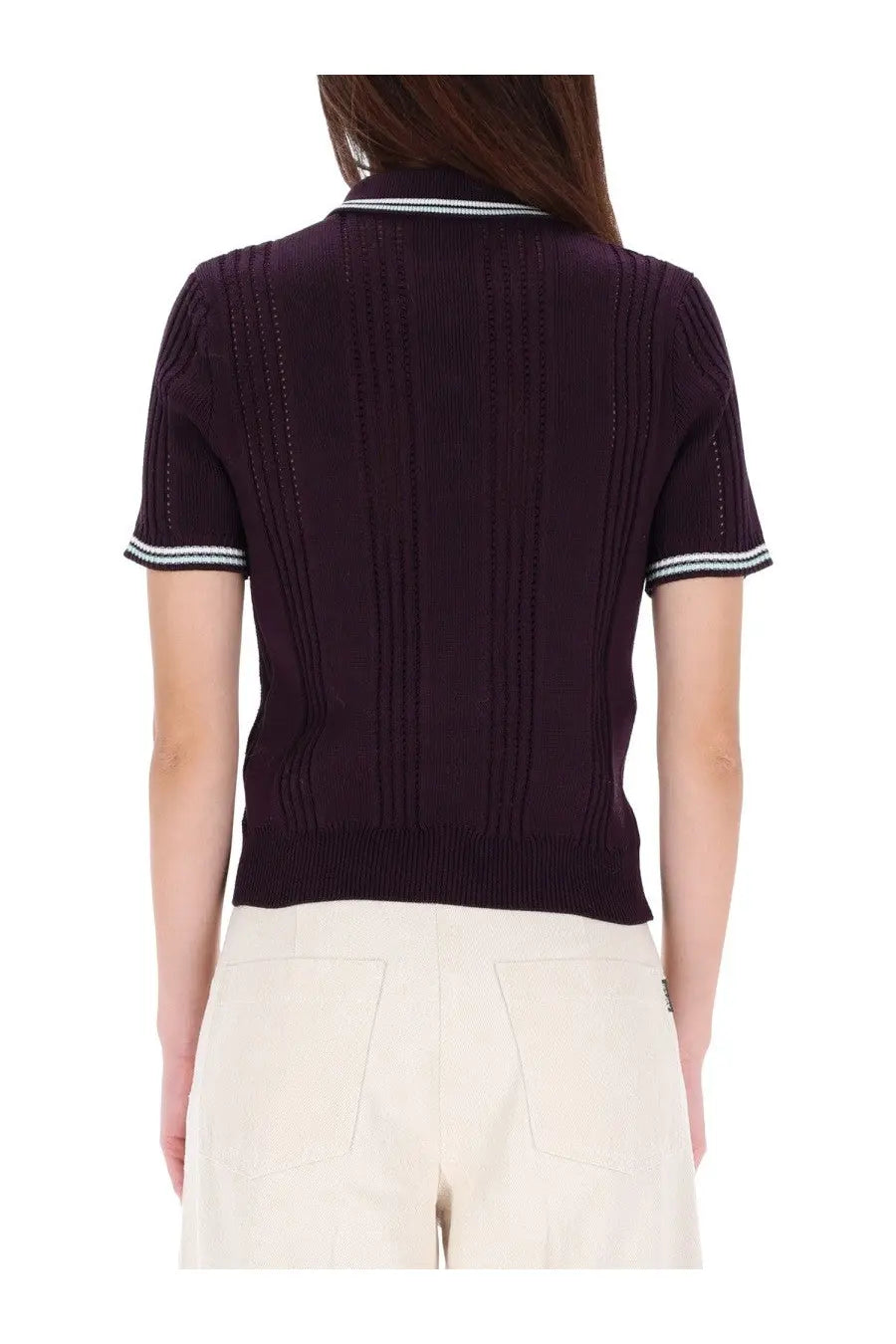 Casablanca Women's Cotton Knit Polo Shirt Purple, view 3