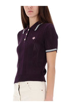 Casablanca Women's Cotton Knit Polo Shirt Purple, view 4