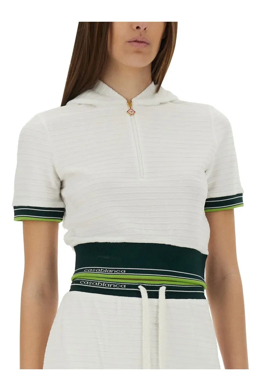 Casablanca Women's Cropped Tennis Shirt White, view 4