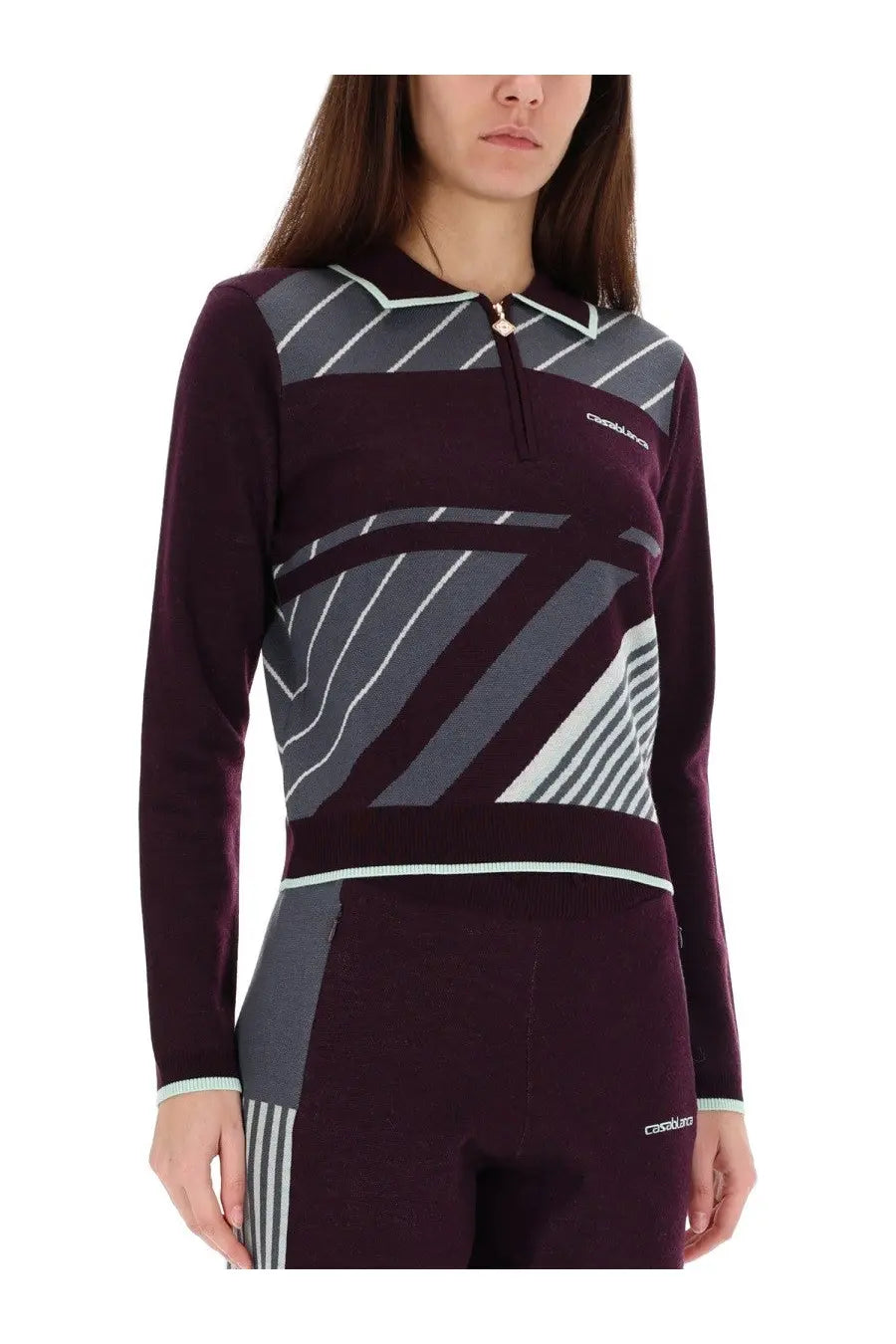 Casablanca Women's Diagonal Tennis Polo Shirt Purple, view 4