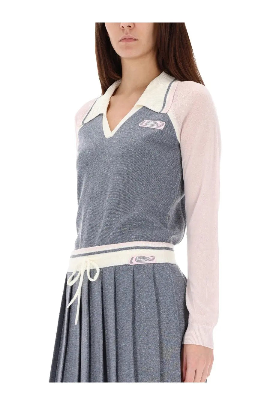 Casablanca Women's Long Sleeve Tennis Polo Shirt Silver, view 4