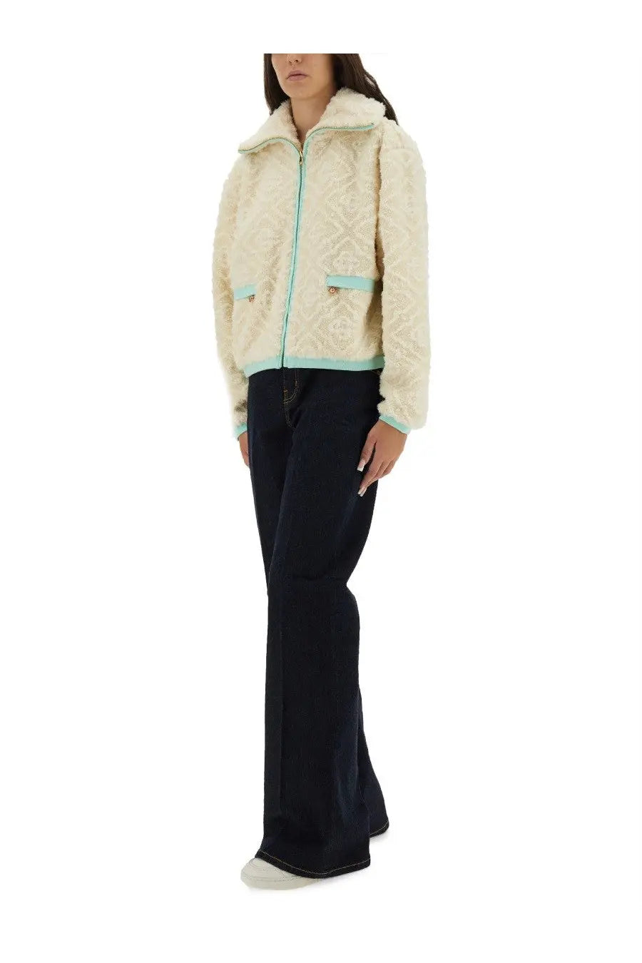 Casablanca Women's Monogrammed Fleece Jacket White, view 2