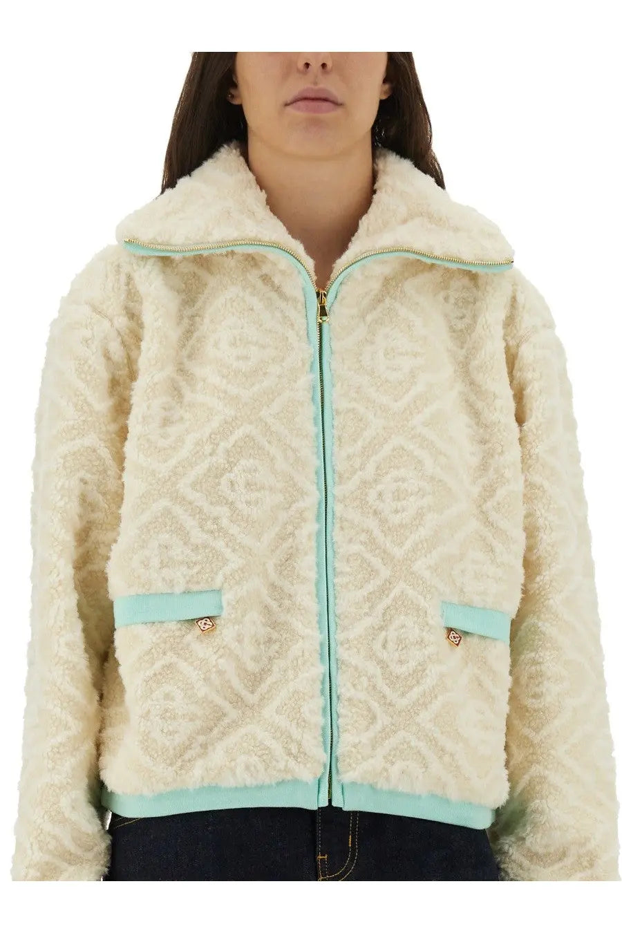 Casablanca Women's Monogrammed Fleece Jacket White, view 4