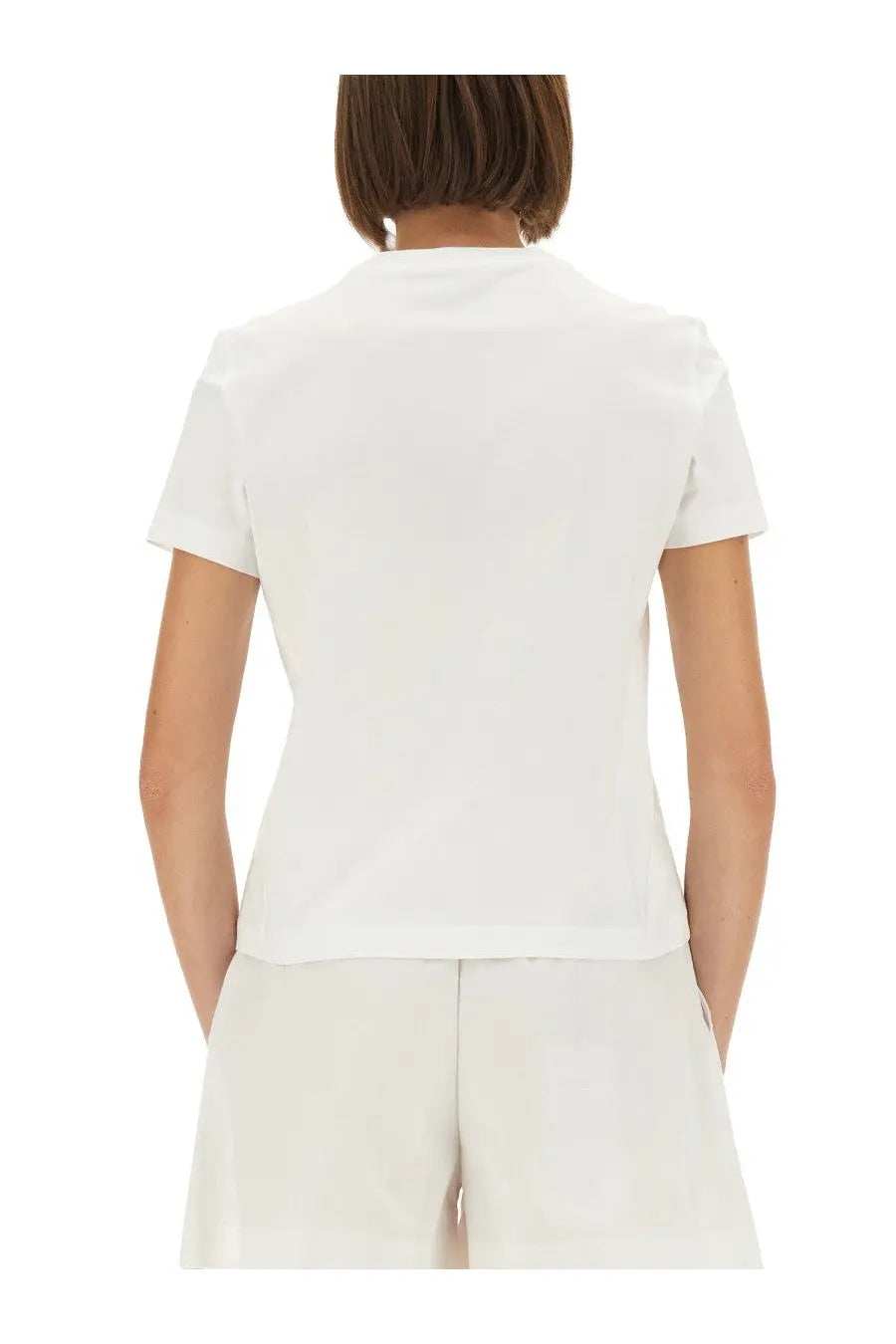 Casablanca women’s white short-sleeved t-shirt with a simple clean design and comfortable fabric
