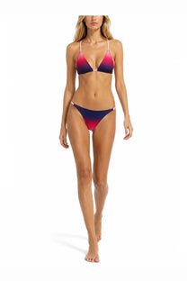 Casablanca women’s top bikini aubergine gradient blue with vibrant pink to navy blue triangle top and matching briefs in stretchy fabric