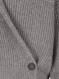 Brunello Cucinelli Women's Cashmere and Silk Cardigan Grey, view 3