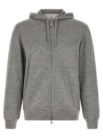 Brunello Cucinelli Cashmere and Silk Hoodie Grey