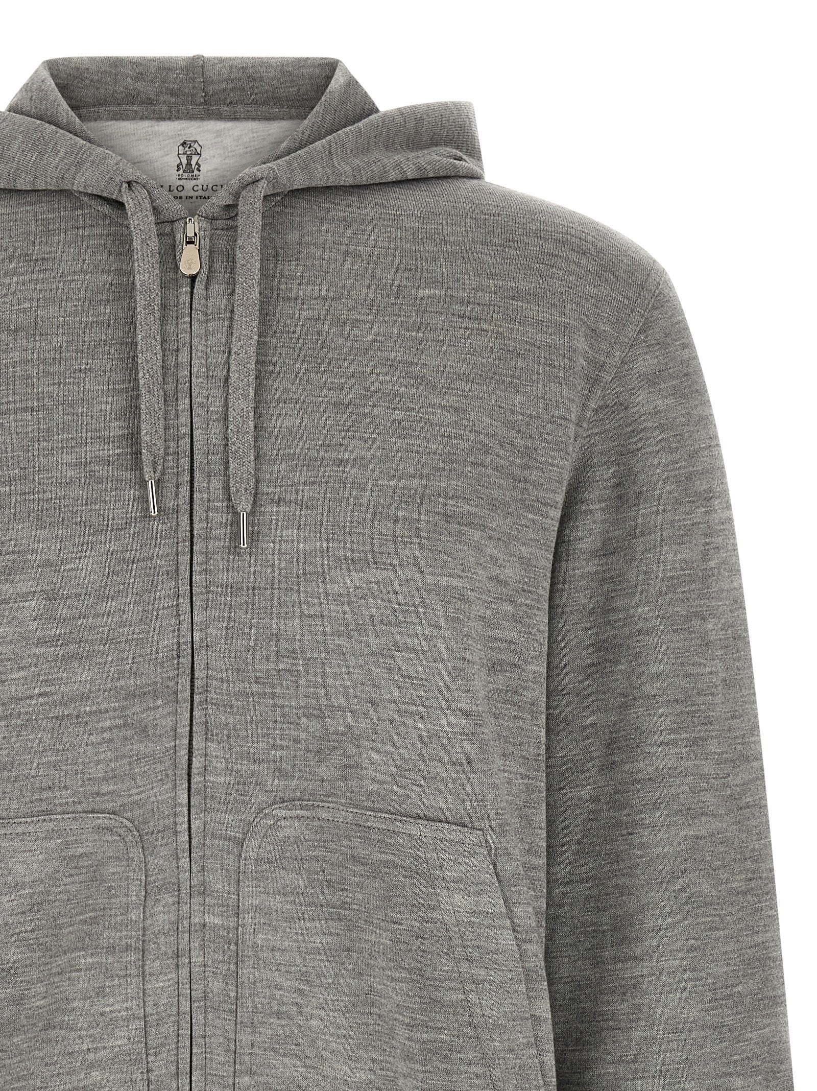 Brunello Cucinelli Cashmere and Silk Hoodie Grey