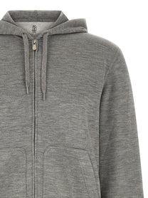 Brunello Cucinelli Cashmere and Silk Hoodie Grey