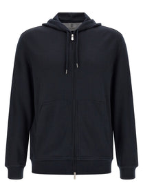 Brunello Cucinelli Cashmere and Silk Hoodie Blue