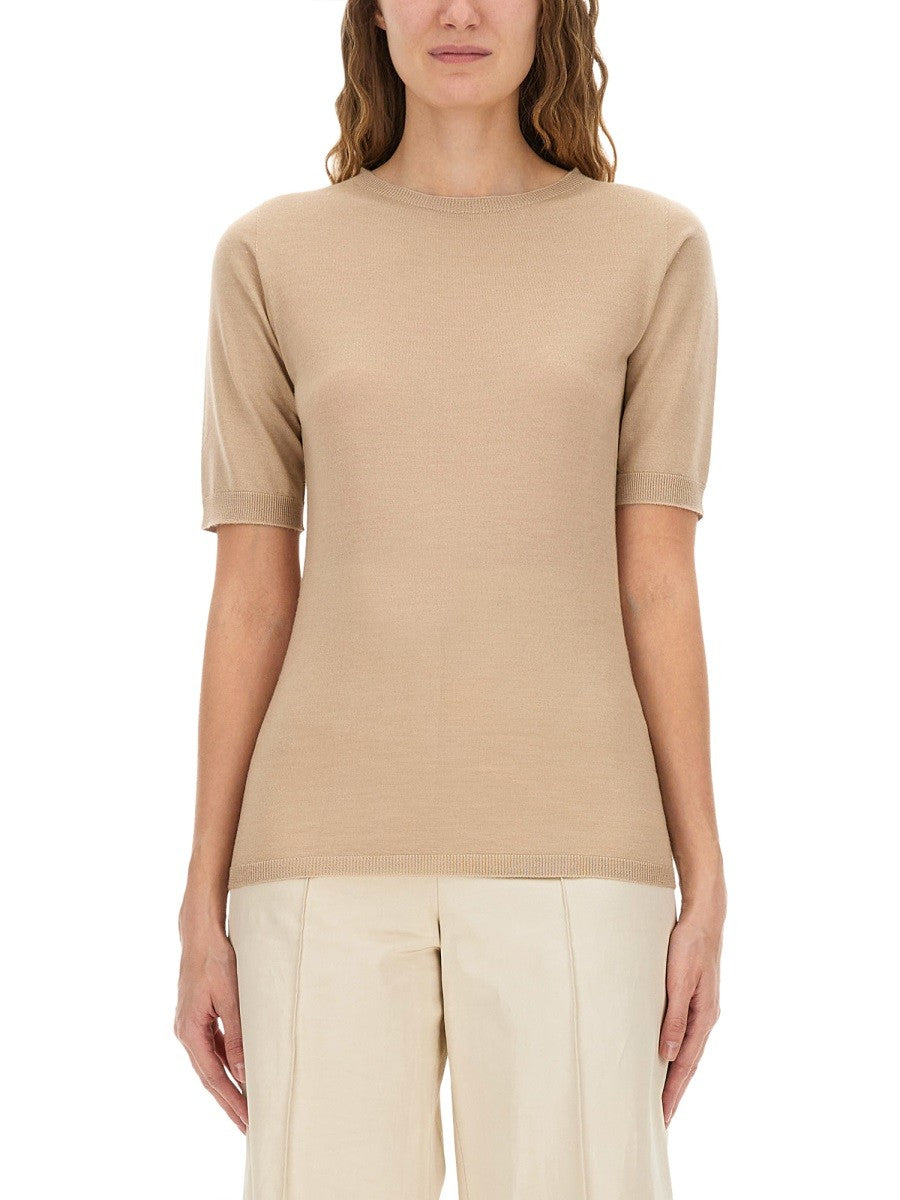 Fabiana Filippi Women's Cashmere and Silk Knit Shirt Beige Fabiana Filippi