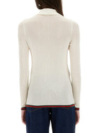 Gucci Women's Cashmere and Silk Polo Shirt White, view 3