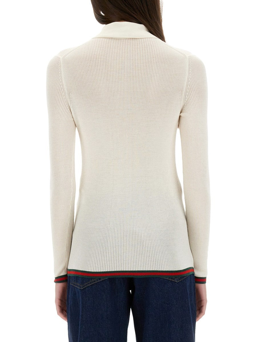 Gucci Women's Cashmere and Silk Polo Shirt White